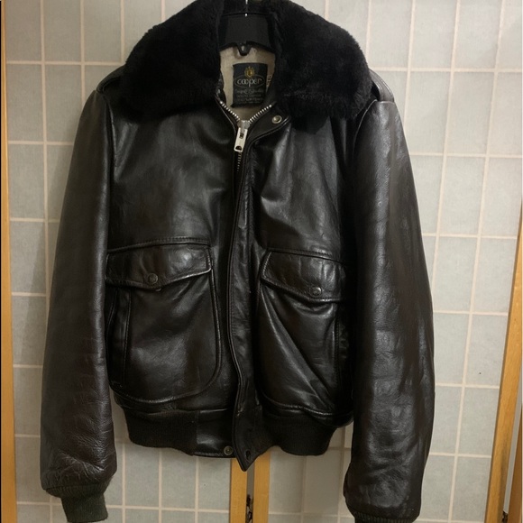 cooper leather bomber jacket